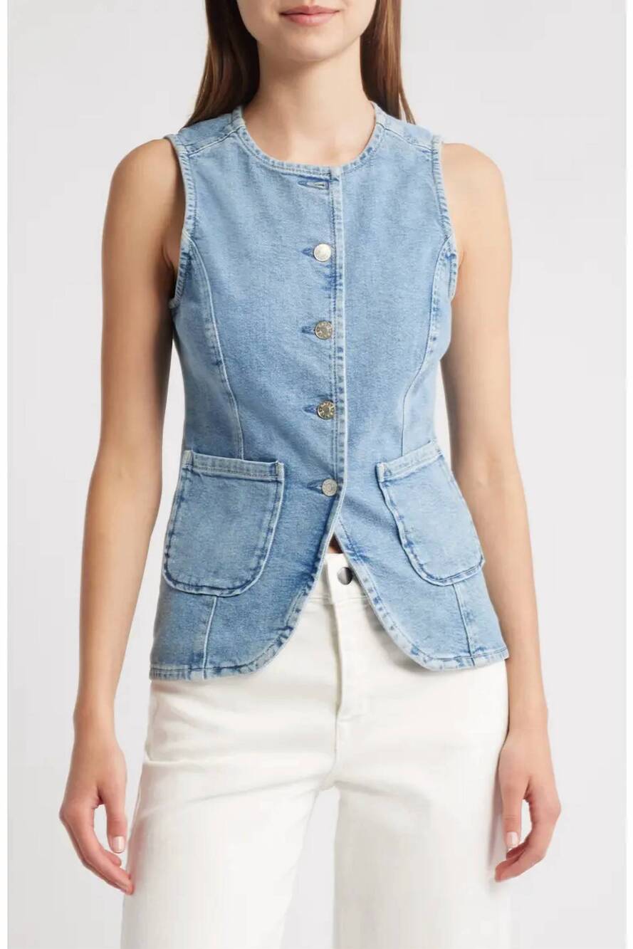 NEW RAILS portola denim top in blue eyed girl